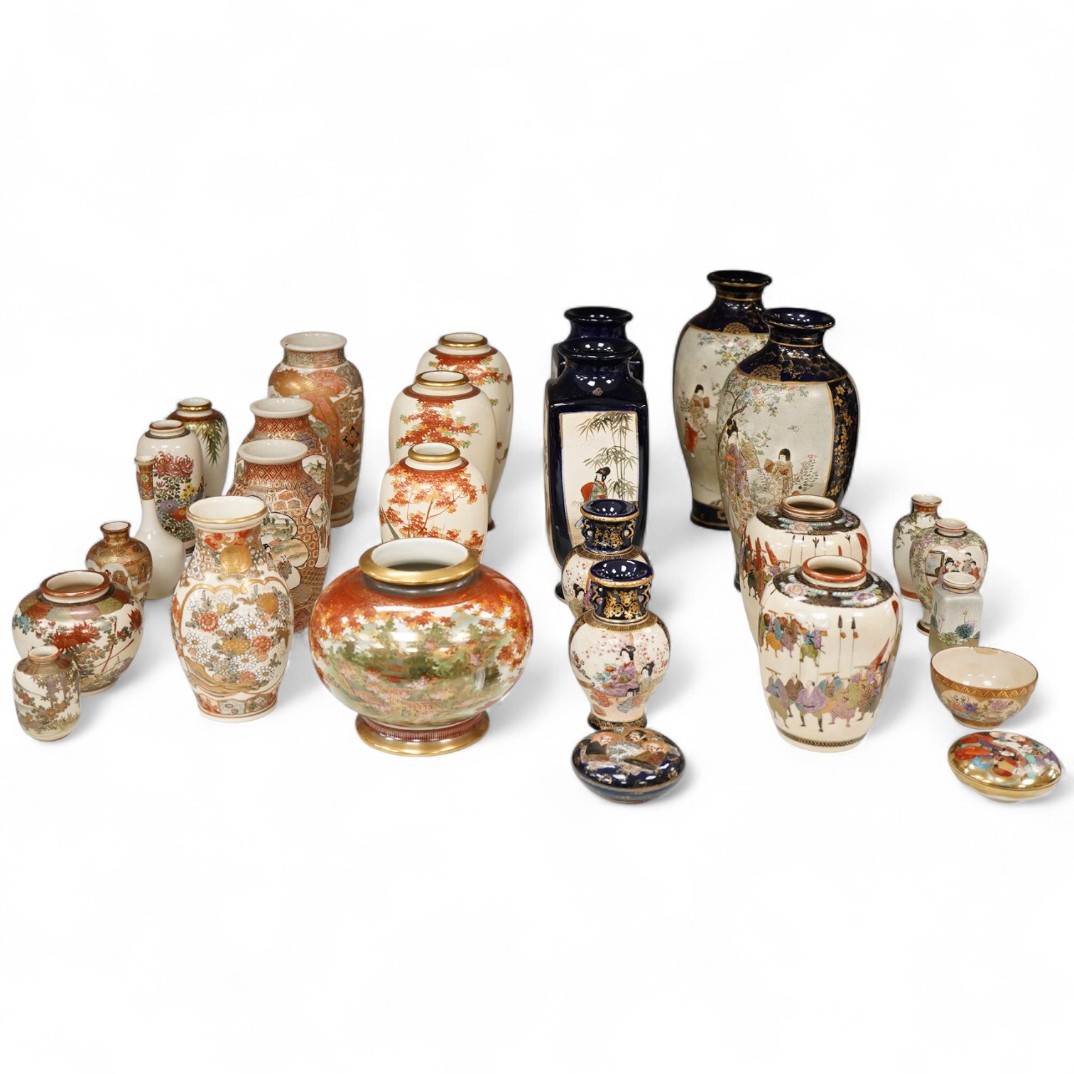 A large collection of Japanese Satsuma wares, Meiji period (1868-1912), 25cm